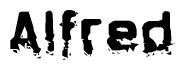 The image contains the word Alfred in a stylized font with a static looking effect at the bottom of the words