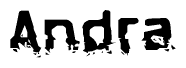The image contains the word Andra in a stylized font with a static looking effect at the bottom of the words