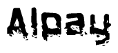 The image contains the word Alpay in a stylized font with a static looking effect at the bottom of the words