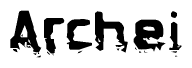The image contains the word Archei in a stylized font with a static looking effect at the bottom of the words