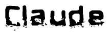 The image contains the word Claude in a stylized font with a static looking effect at the bottom of the words