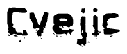 The image contains the word Cvejic in a stylized font with a static looking effect at the bottom of the words