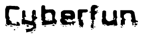 The image contains the word Cyberfun in a stylized font with a static looking effect at the bottom of the words