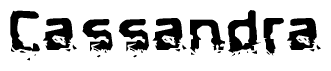 The image contains the word Cassandra in a stylized font with a static looking effect at the bottom of the words