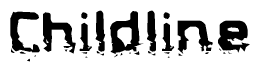 The image contains the word Childline in a stylized font with a static looking effect at the bottom of the words