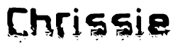 The image contains the word Chrissie in a stylized font with a static looking effect at the bottom of the words