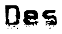 The image contains the word Des in a stylized font with a static looking effect at the bottom of the words