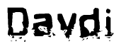 The image contains the word Davdi in a stylized font with a static looking effect at the bottom of the words