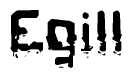 The image contains the word Egill in a stylized font with a static looking effect at the bottom of the words