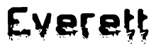 The image contains the word Everett in a stylized font with a static looking effect at the bottom of the words