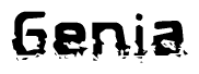 The image contains the word Genia in a stylized font with a static looking effect at the bottom of the words