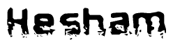 The image contains the word Hesham in a stylized font with a static looking effect at the bottom of the words