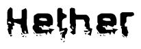 The image contains the word Hether in a stylized font with a static looking effect at the bottom of the words