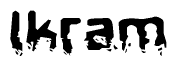 The image contains the word Ikram in a stylized font with a static looking effect at the bottom of the words