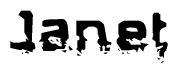 The image contains the word Janet in a stylized font with a static looking effect at the bottom of the words