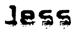 The image contains the word Jess in a stylized font with a static looking effect at the bottom of the words