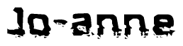 The image contains the word Jo-anne in a stylized font with a static looking effect at the bottom of the words