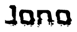 The image contains the word Jono in a stylized font with a static looking effect at the bottom of the words