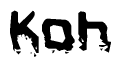 The image contains the word Koh in a stylized font with a static looking effect at the bottom of the words