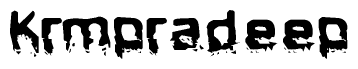 The image contains the word Krmpradeep in a stylized font with a static looking effect at the bottom of the words