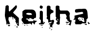 The image contains the word Keitha in a stylized font with a static looking effect at the bottom of the words