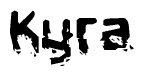 The image contains the word Kyra in a stylized font with a static looking effect at the bottom of the words