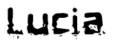 The image contains the word Lucia in a stylized font with a static looking effect at the bottom of the words
