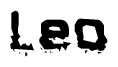 The image contains the word Leo in a stylized font with a static looking effect at the bottom of the words