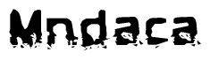The image contains the word Mndaca in a stylized font with a static looking effect at the bottom of the words
