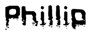 The image contains the word Phillip in a stylized font with a static looking effect at the bottom of the words