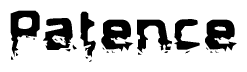 The image contains the word Patence in a stylized font with a static looking effect at the bottom of the words