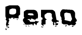 The image contains the word Peno in a stylized font with a static looking effect at the bottom of the words