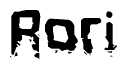 This nametag says Rori, and has a static looking effect at the bottom of the words. The words are in a stylized font.