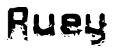 The image contains the word Ruey in a stylized font with a static looking effect at the bottom of the words