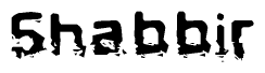 The image contains the word Shabbir in a stylized font with a static looking effect at the bottom of the words