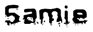 The image contains the word Samie in a stylized font with a static looking effect at the bottom of the words