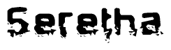 The image contains the word Seretha in a stylized font with a static looking effect at the bottom of the words