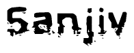 The image contains the word Sanjiv in a stylized font with a static looking effect at the bottom of the words