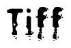 This nametag says Tiff, and has a static looking effect at the bottom of the words. The words are in a stylized font.
