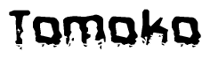 The image contains the word Tomoko in a stylized font with a static looking effect at the bottom of the words