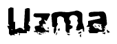 The image contains the word Uzma in a stylized font with a static looking effect at the bottom of the words