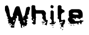 The image contains the word White in a stylized font with a static looking effect at the bottom of the words