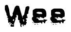The image contains the word Wee in a stylized font with a static looking effect at the bottom of the words