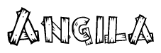 The clipart image shows the name Angila stylized to look like it is constructed out of separate wooden planks or boards, with each letter having wood grain and plank-like details.