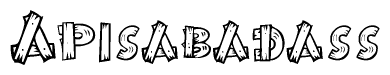 The clipart image shows the name Apisabadass stylized to look like it is constructed out of separate wooden planks or boards, with each letter having wood grain and plank-like details.