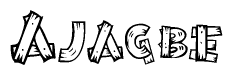 The clipart image shows the name Ajagbe stylized to look as if it has been constructed out of wooden planks or logs. Each letter is designed to resemble pieces of wood.