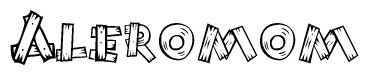 The clipart image shows the name Aleromom stylized to look like it is constructed out of separate wooden planks or boards, with each letter having wood grain and plank-like details.