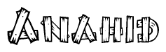 The image contains the name Anahid written in a decorative, stylized font with a hand-drawn appearance. The lines are made up of what appears to be planks of wood, which are nailed together