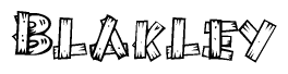 The clipart image shows the name Blakley stylized to look like it is constructed out of separate wooden planks or boards, with each letter having wood grain and plank-like details.
