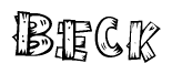 The clipart image shows the name Beck stylized to look like it is constructed out of separate wooden planks or boards, with each letter having wood grain and plank-like details.